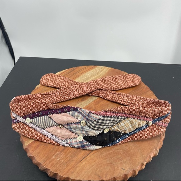 Quilted waist belt tie back patchwork handmade sz S - Picture 1 of 4